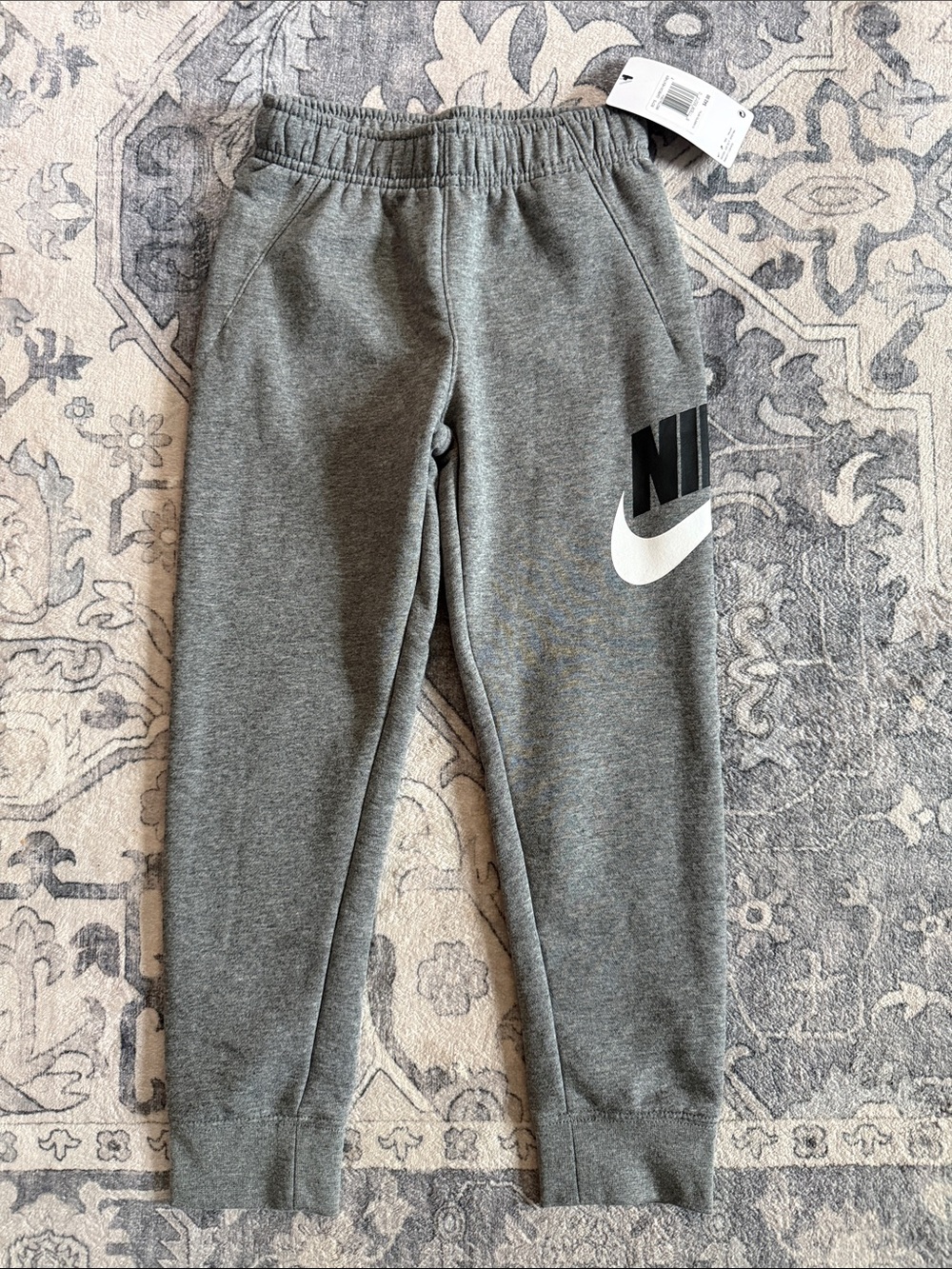 Nike Grey Kids size 7 Logo Joggers with White Swoosh